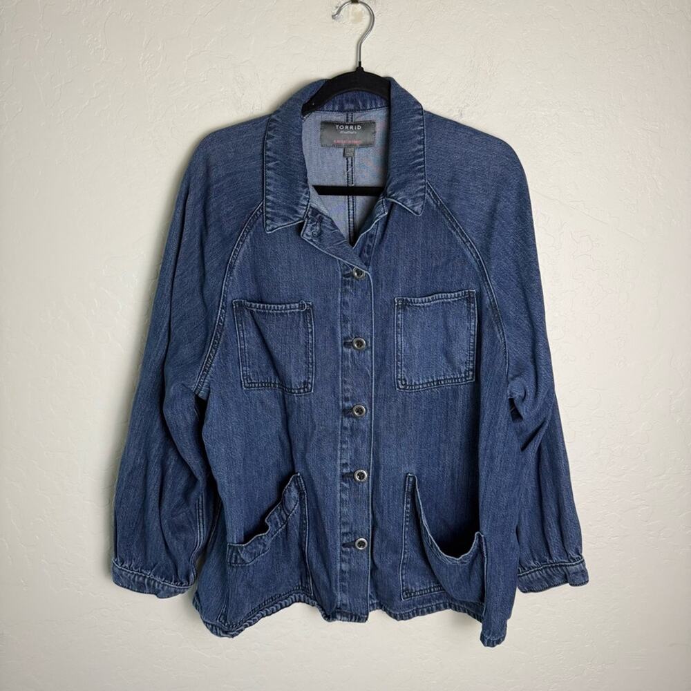 Torrid Tencel Chore Jacket 2X 19712966 Denim Jacket Jean Jacket - Picture 3 of 15